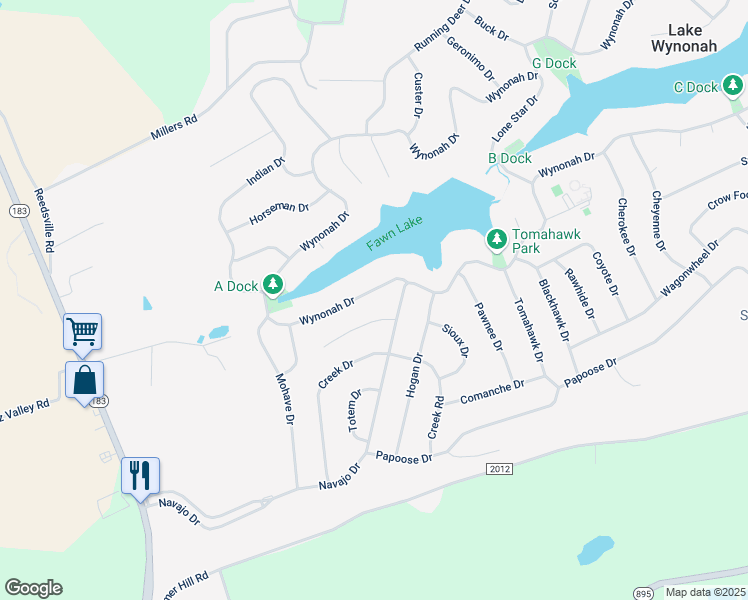 map of restaurants, bars, coffee shops, grocery stores, and more near 213 Wynonah Drive in Auburn