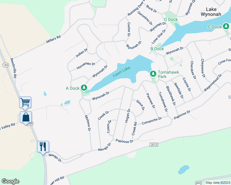 map of restaurants, bars, coffee shops, grocery stores, and more near 213 Wynonah Drive in Auburn