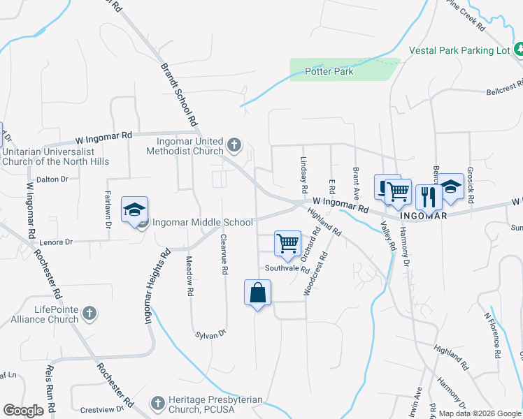 map of restaurants, bars, coffee shops, grocery stores, and more near 9621 Hilliard Road in Pittsburgh