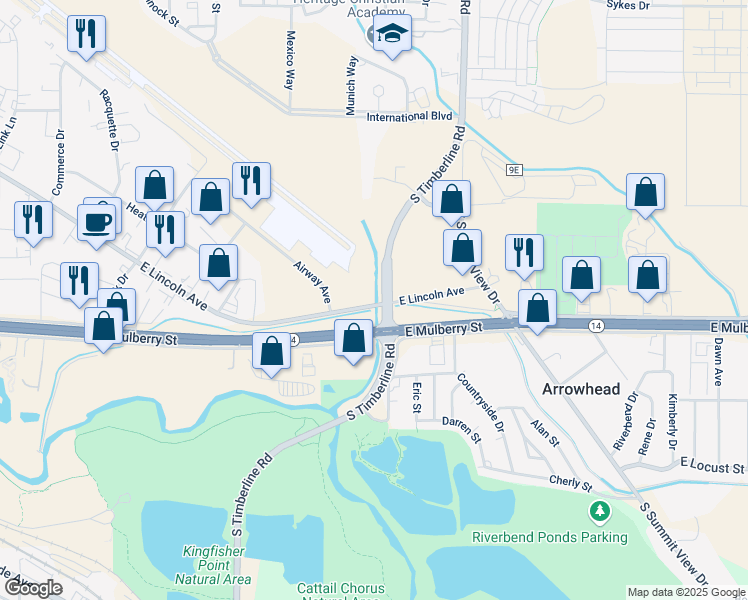 map of restaurants, bars, coffee shops, grocery stores, and more near in Fort Collins