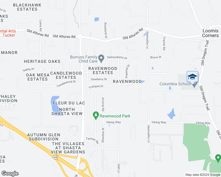 map of restaurants, bars, coffee shops, grocery stores, and more near 1707 Trumpet Drive in Redding