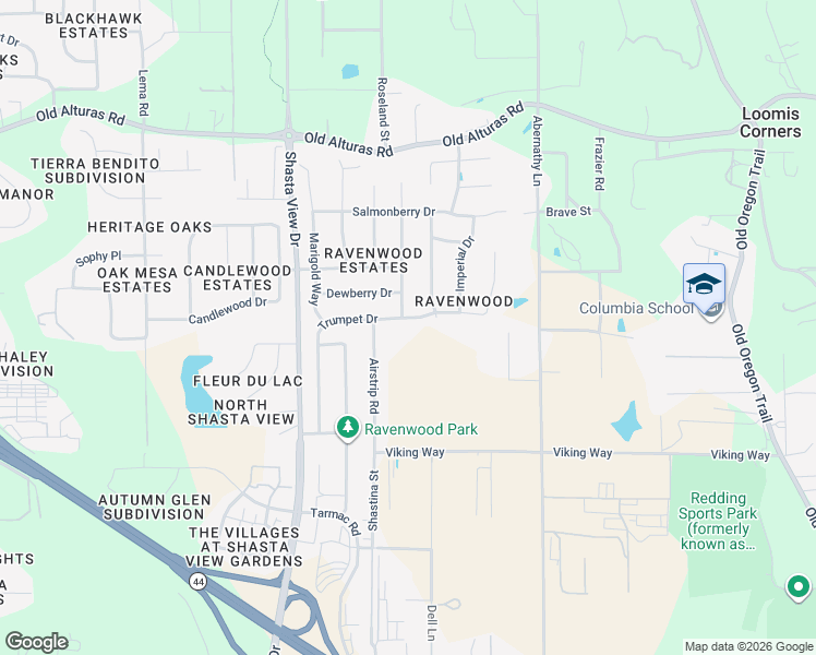 map of restaurants, bars, coffee shops, grocery stores, and more near 1700 Trumpet Drive in Redding