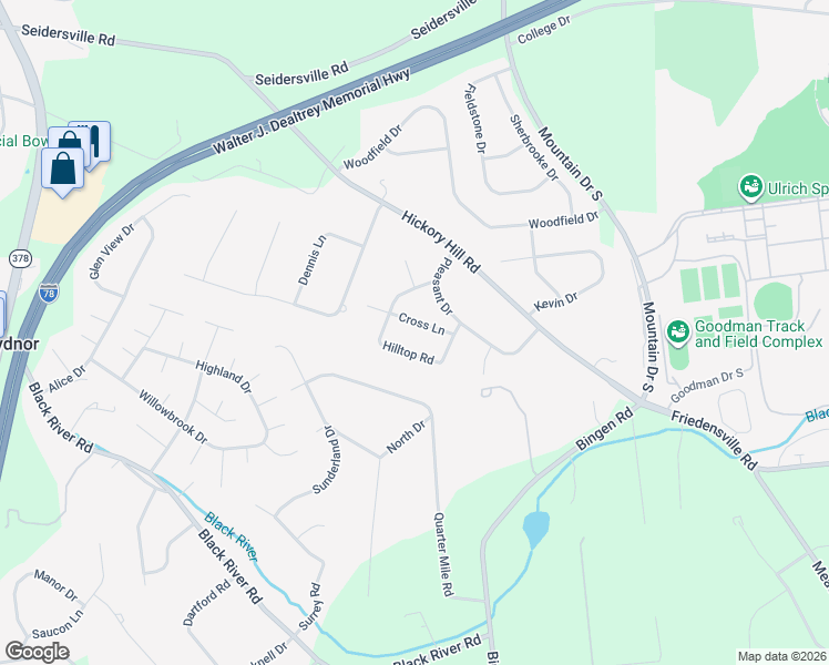 map of restaurants, bars, coffee shops, grocery stores, and more near 1647 Cross Lane in Bethlehem