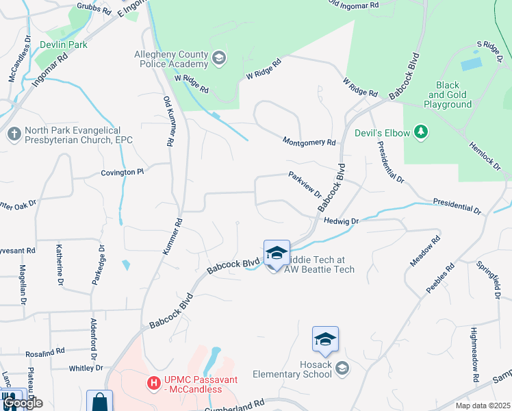 map of restaurants, bars, coffee shops, grocery stores, and more near 732 Hedwig Drive in Allison Park