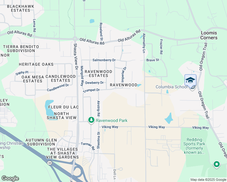 map of restaurants, bars, coffee shops, grocery stores, and more near 1665 Trumpet Drive in Redding
