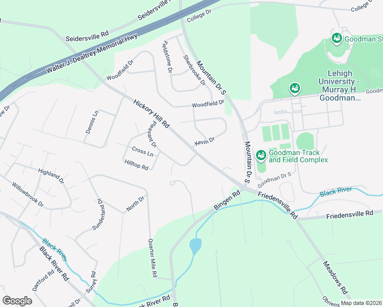 map of restaurants, bars, coffee shops, grocery stores, and more near 2025 Pleasant Drive in Bethlehem