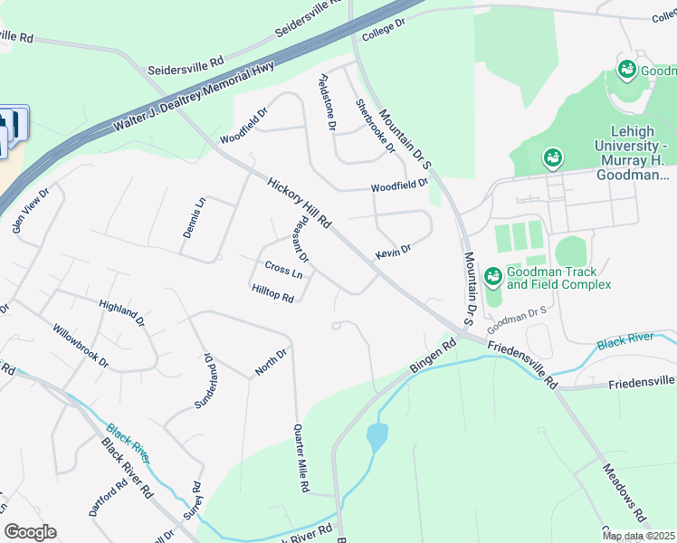 map of restaurants, bars, coffee shops, grocery stores, and more near 2049 Pleasant Drive in Bethlehem