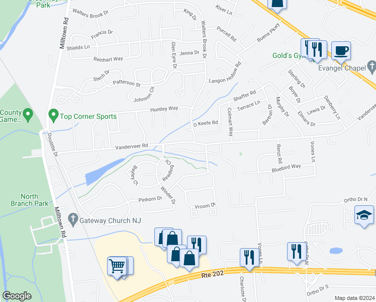 map of restaurants, bars, coffee shops, grocery stores, and more near 810 Porter Way West in Bridgewater