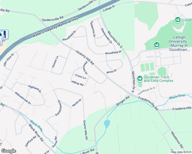 map of restaurants, bars, coffee shops, grocery stores, and more near 2049 Pleasant Dr in Bethlehem