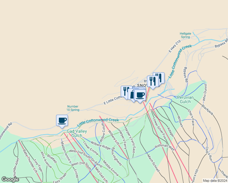 map of restaurants, bars, coffee shops, grocery stores, and more near 9084 Little Cottonwood Canyon Road in Sandy