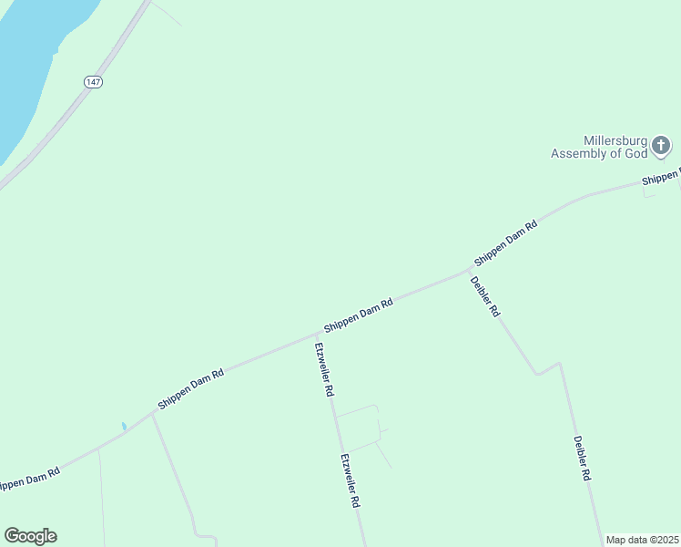 map of restaurants, bars, coffee shops, grocery stores, and more near Shippen Dam Road in Millersburg