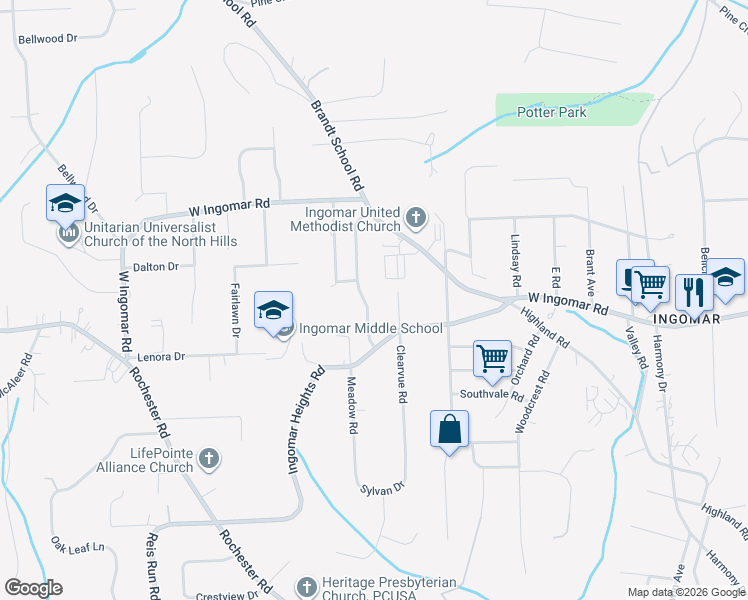 map of restaurants, bars, coffee shops, grocery stores, and more near 2348 James Dr in Pittsburgh