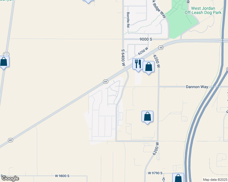 map of restaurants, bars, coffee shops, grocery stores, and more near 9293 South Hartford Park Avenue in West Jordan