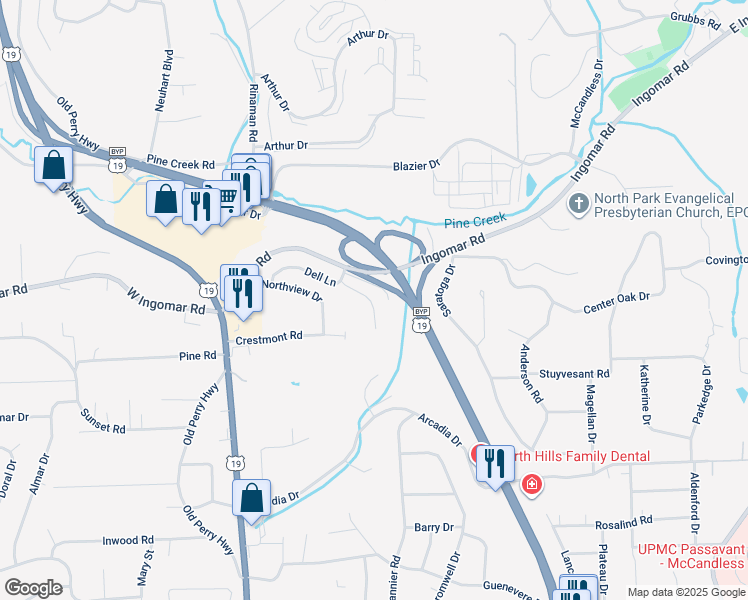 map of restaurants, bars, coffee shops, grocery stores, and more near 414 Walnut Court in Pittsburgh