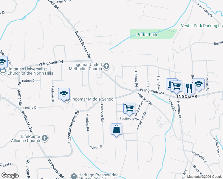 map of restaurants, bars, coffee shops, grocery stores, and more near 9621 Hilliard Road in Pittsburgh