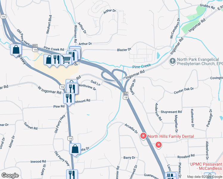 map of restaurants, bars, coffee shops, grocery stores, and more near 414 Walnut Court in Pittsburgh