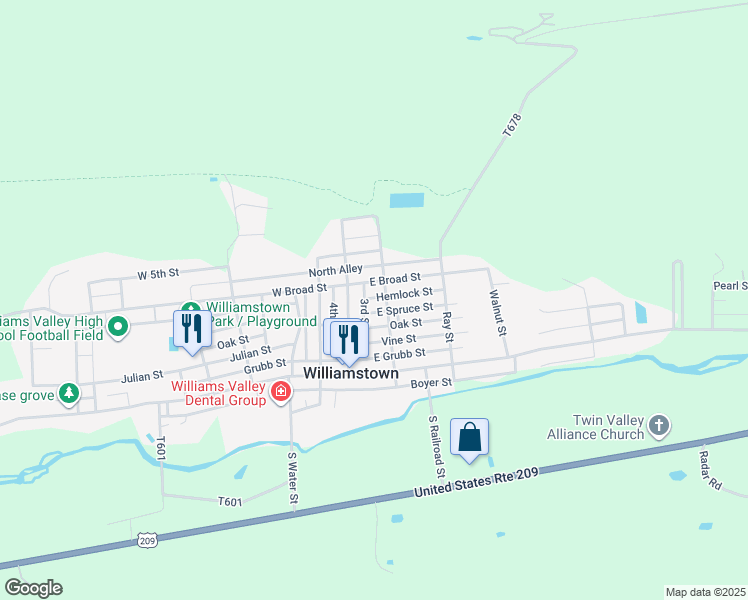 map of restaurants, bars, coffee shops, grocery stores, and more near 135 East Spruce Street in Williamstown