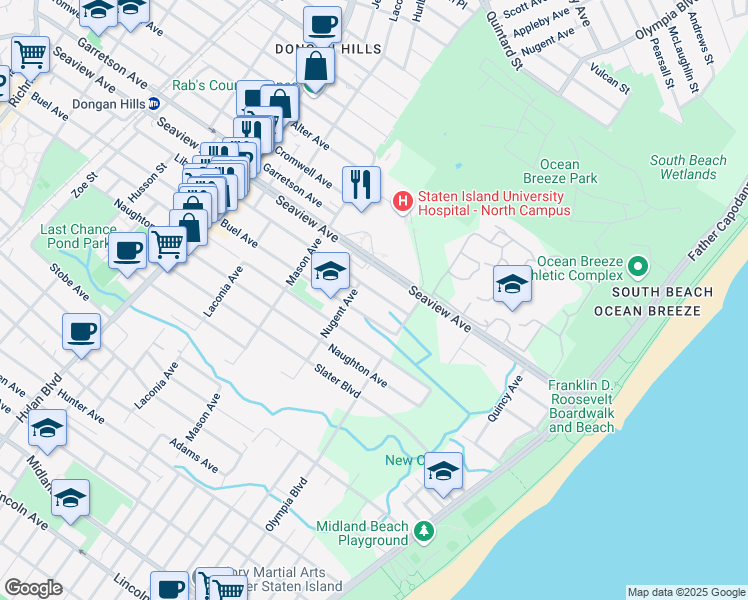 map of restaurants, bars, coffee shops, grocery stores, and more near 490 Liberty Avenue in Staten Island