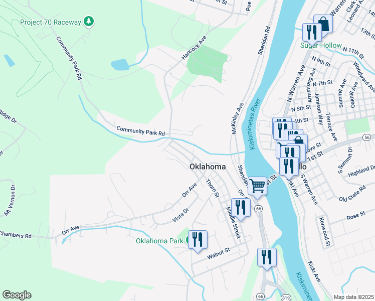 map of restaurants, bars, coffee shops, grocery stores, and more near 1337 Hancock Avenue in Vandergrift