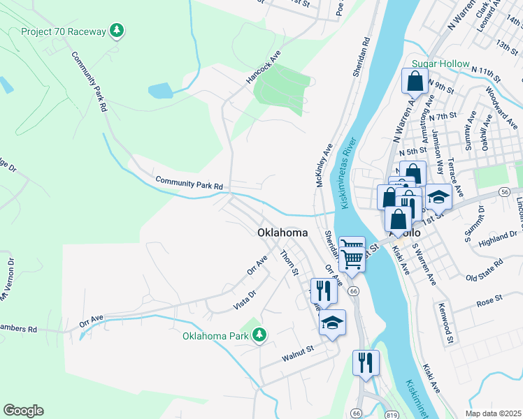 map of restaurants, bars, coffee shops, grocery stores, and more near 1337 Hancock Ave in Vandergrift