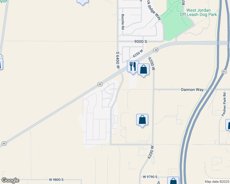 map of restaurants, bars, coffee shops, grocery stores, and more near 9293 South Hartford Park Avenue in West Jordan