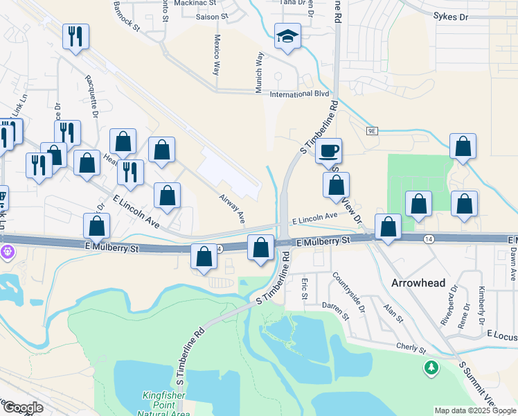 map of restaurants, bars, coffee shops, grocery stores, and more near 2116 Airway Avenue in Fort Collins