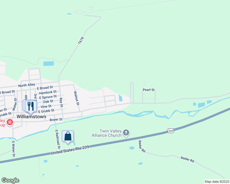 map of restaurants, bars, coffee shops, grocery stores, and more near 523 Greenfield Street in Williamstown