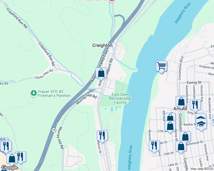 map of restaurants, bars, coffee shops, grocery stores, and more near 904 Front Street in Creighton