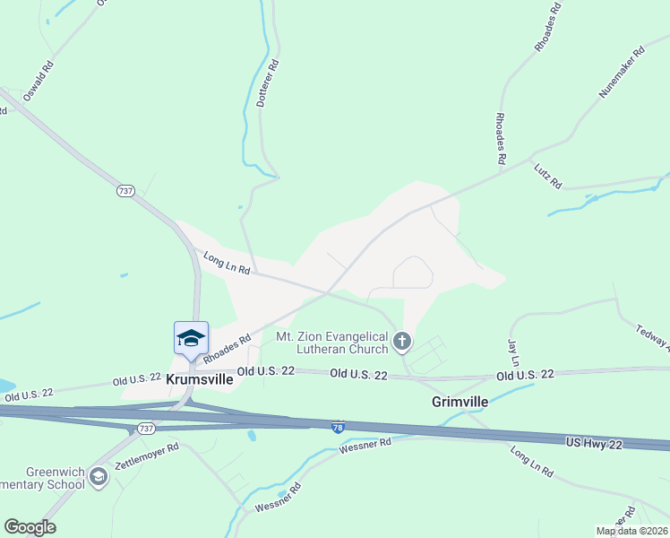 map of restaurants, bars, coffee shops, grocery stores, and more near 6 Debra Drive in Kutztown