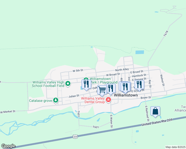 map of restaurants, bars, coffee shops, grocery stores, and more near 400 West Broad Street in Williamstown