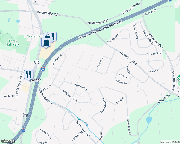 map of restaurants, bars, coffee shops, grocery stores, and more near 2021 Majestic Overlook Drive in Bethlehem