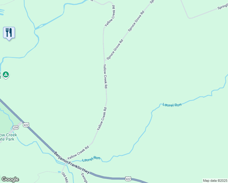 map of restaurants, bars, coffee shops, grocery stores, and more near in Penn Run