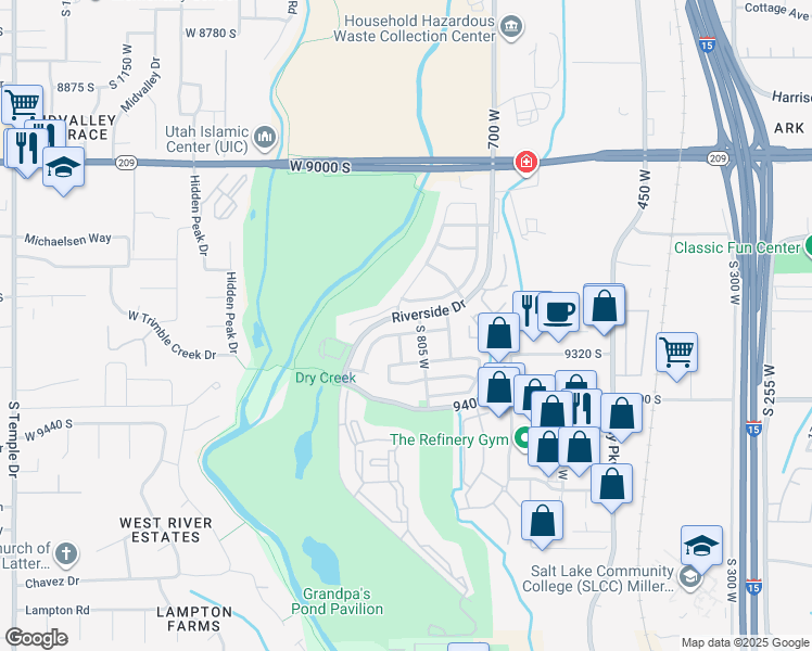 map of restaurants, bars, coffee shops, grocery stores, and more near 828 Chartres Avenue in Sandy