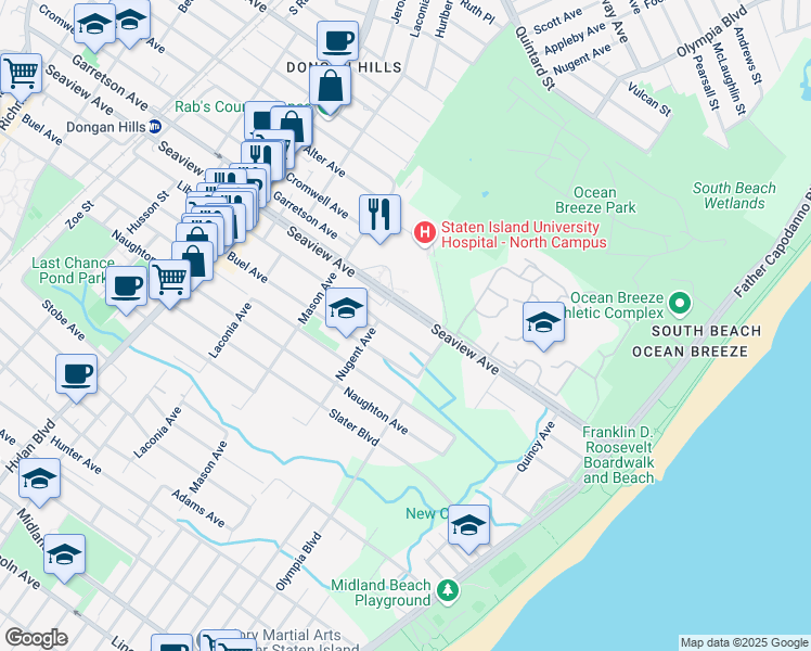 map of restaurants, bars, coffee shops, grocery stores, and more near 490 Liberty Avenue in Staten Island
