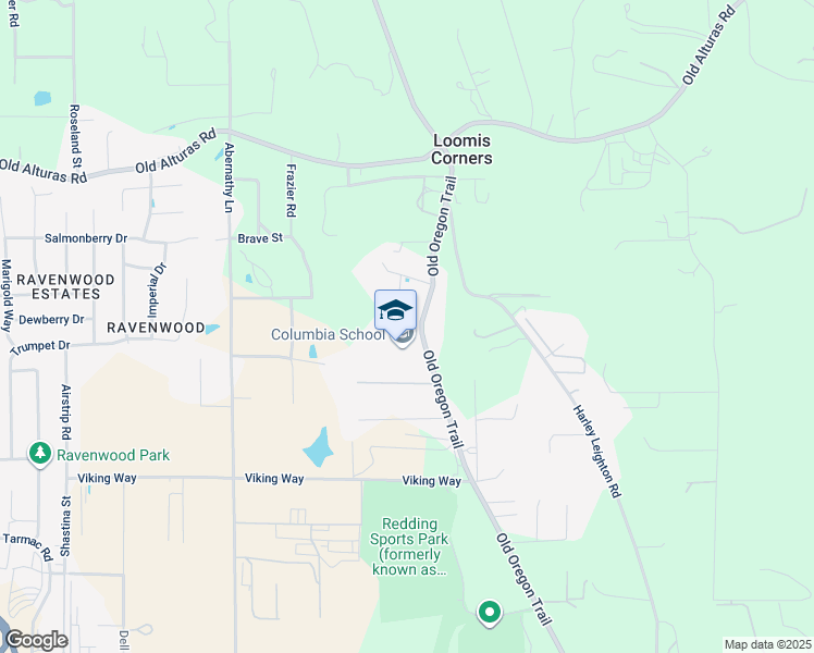 map of restaurants, bars, coffee shops, grocery stores, and more near 10142 Old Oregon Trail in Redding