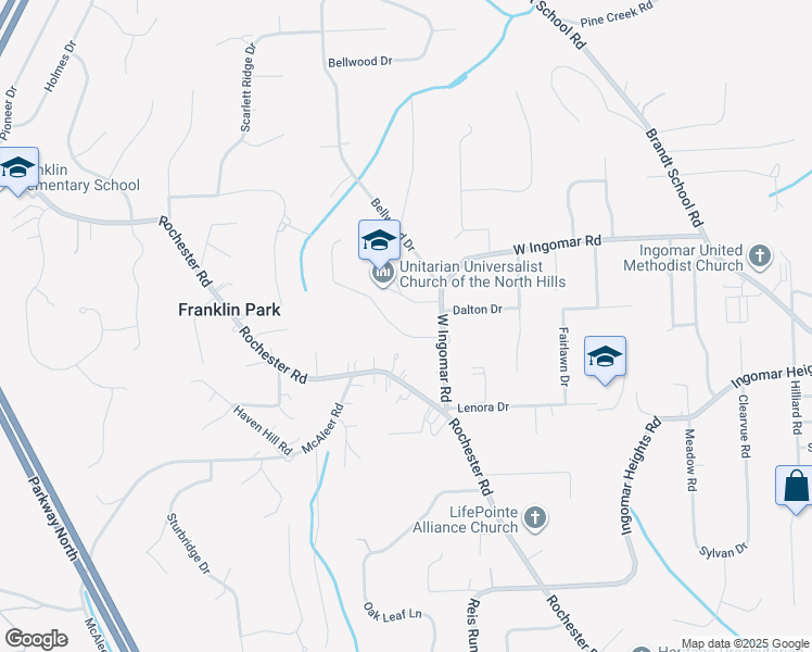 map of restaurants, bars, coffee shops, grocery stores, and more near 2356 West Gate Drive in Pittsburgh