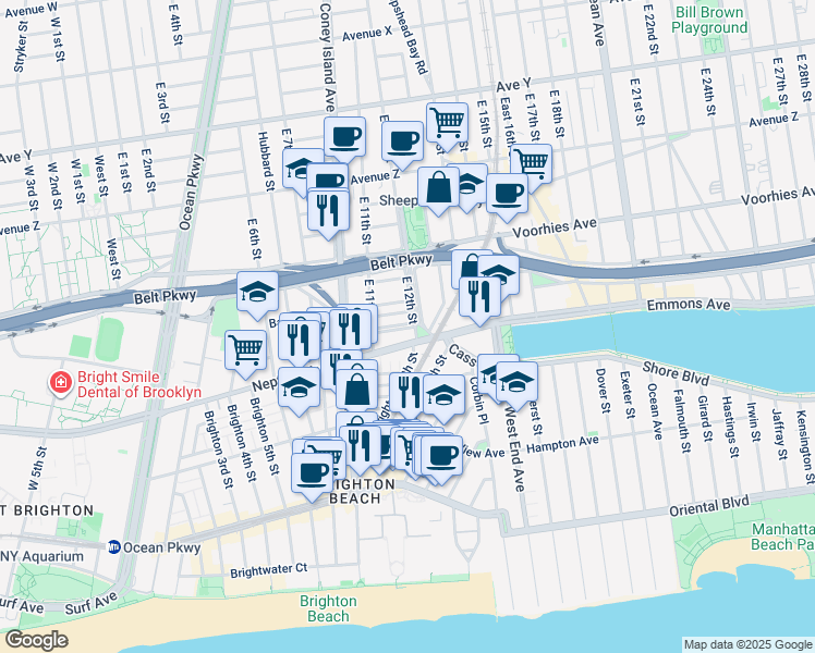 map of restaurants, bars, coffee shops, grocery stores, and more near in Brooklyn