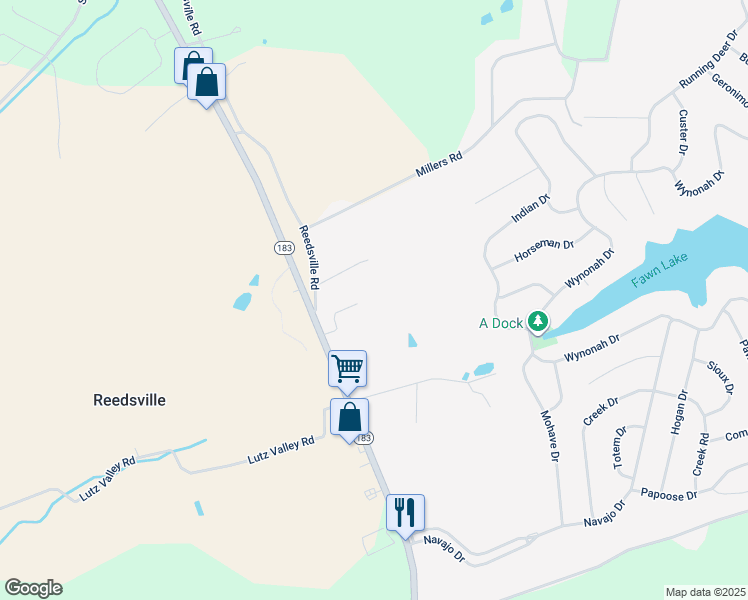map of restaurants, bars, coffee shops, grocery stores, and more near 717 Pennsylvania 183 in Schuylkill Haven