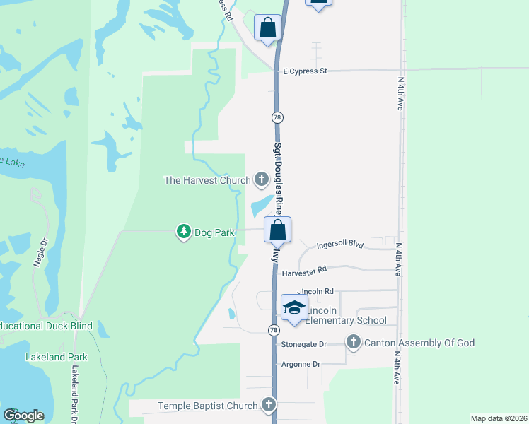 map of restaurants, bars, coffee shops, grocery stores, and more near 1800-1860 North Main Street in Canton
