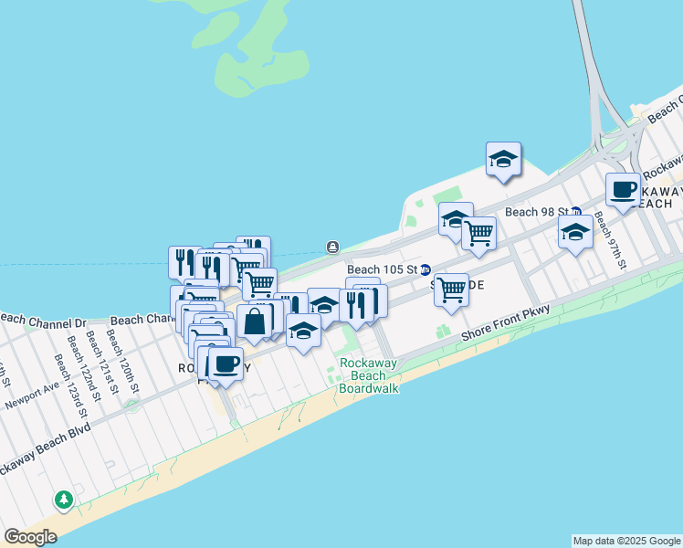 map of restaurants, bars, coffee shops, grocery stores, and more near in Queens