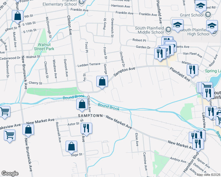 map of restaurants, bars, coffee shops, grocery stores, and more near 112 Fred Allen Drive in South Plainfield