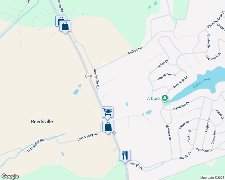 map of restaurants, bars, coffee shops, grocery stores, and more near 717 Pennsylvania 183 in Schuylkill Haven