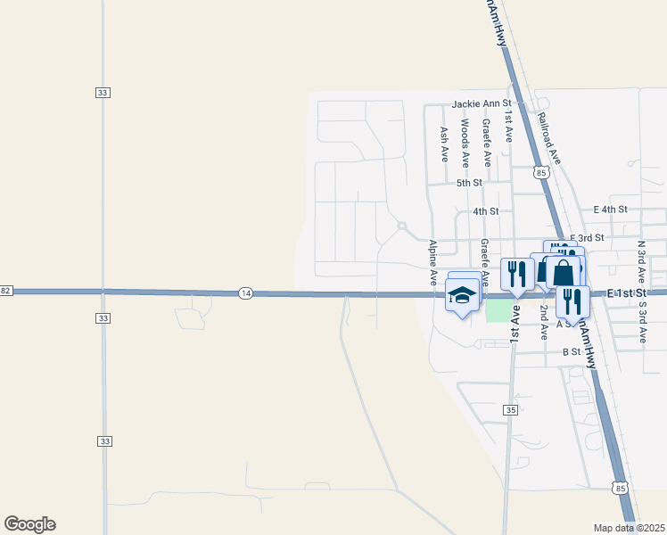 map of restaurants, bars, coffee shops, grocery stores, and more near 16627 Colorado 14 in Ault