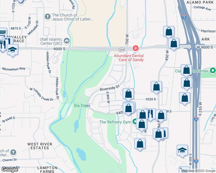 map of restaurants, bars, coffee shops, grocery stores, and more near 767 Club Oaks Drive in Sandy