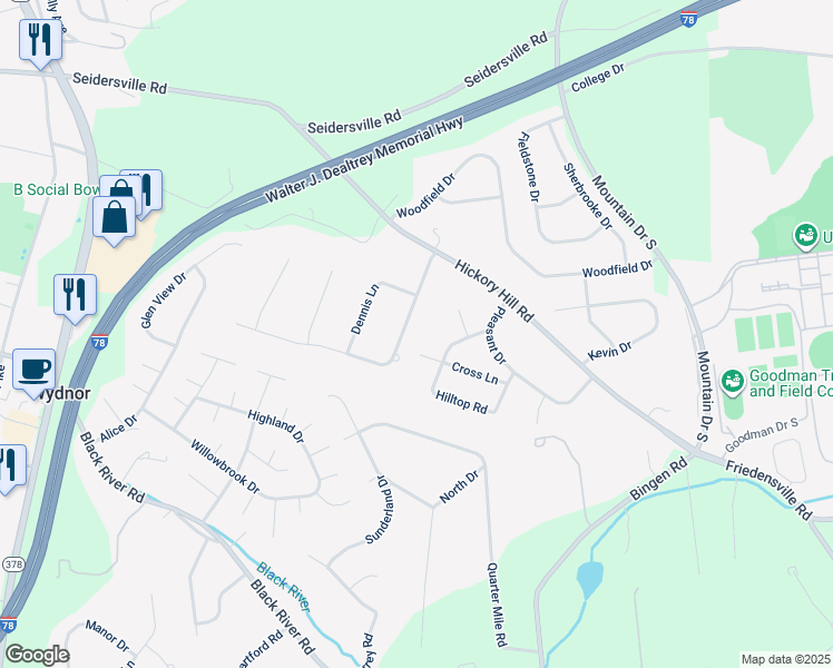 map of restaurants, bars, coffee shops, grocery stores, and more near 2053 Majestic Overlook Drive in Bethlehem