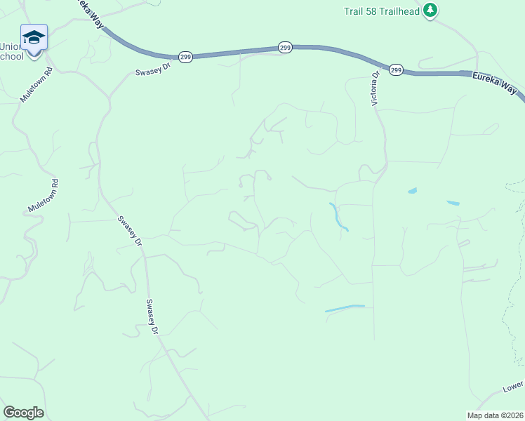 map of restaurants, bars, coffee shops, grocery stores, and more near 15809 Old Stage Coach Road in Redding