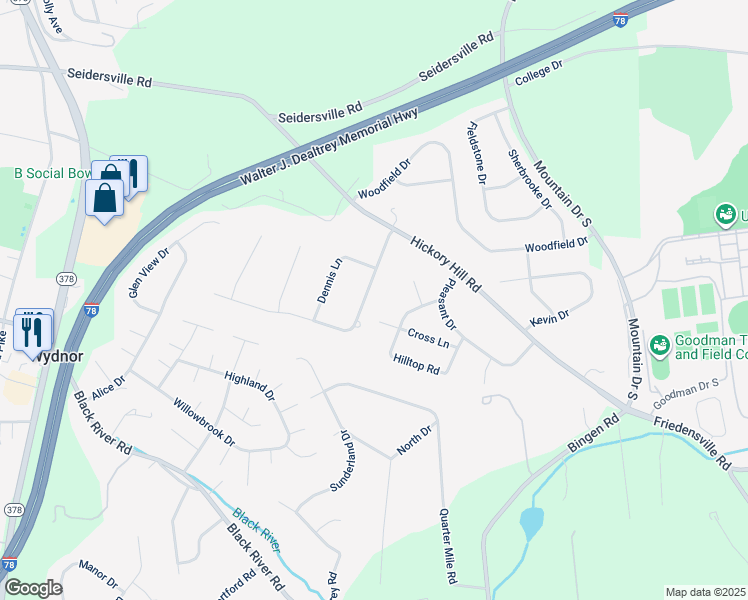 map of restaurants, bars, coffee shops, grocery stores, and more near 2053 Majestic Overlook Drive in Bethlehem