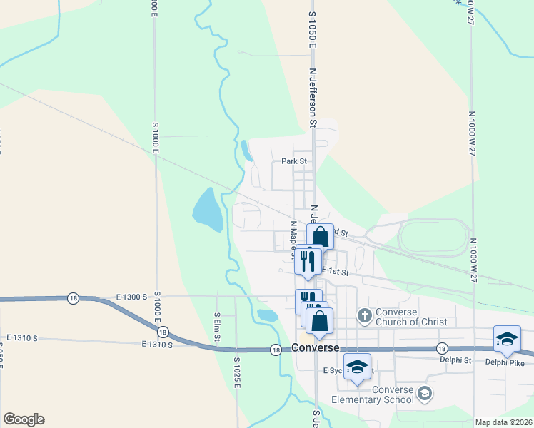 map of restaurants, bars, coffee shops, grocery stores, and more near 211 West Harrison Street in Converse