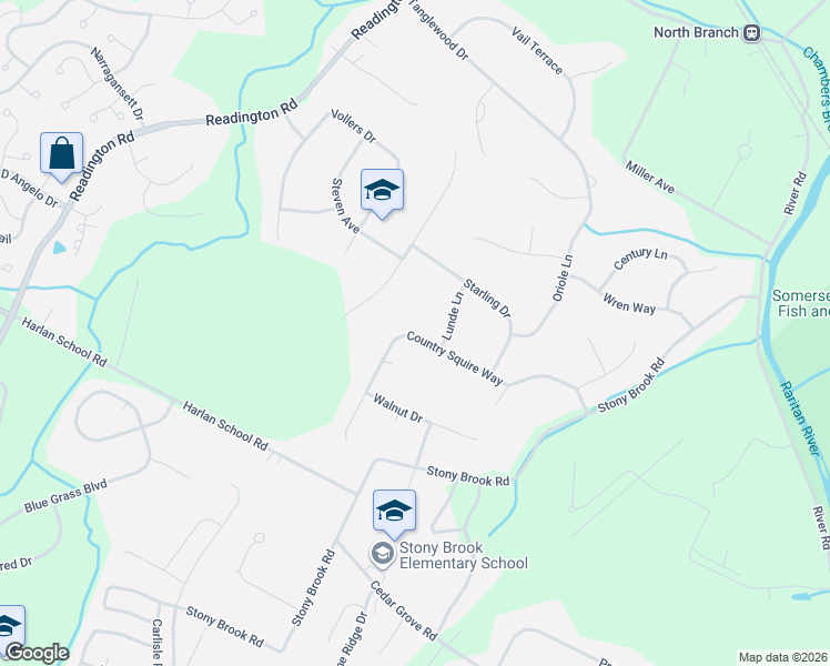 map of restaurants, bars, coffee shops, grocery stores, and more near 44 Country Squire Way in Somerville