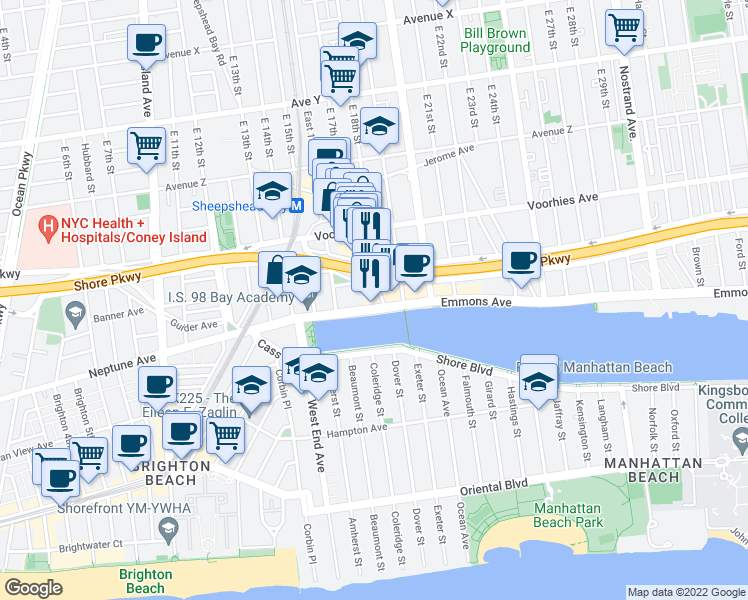 map of restaurants, bars, coffee shops, grocery stores, and more near in Brooklyn